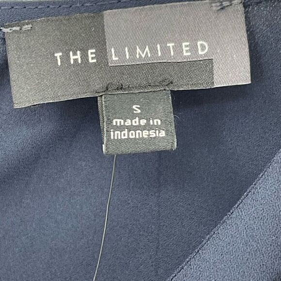 The Limited Rhinestone Embellished Collar Sleeveless Blouse Women Small Navy NWT - Picture 5 of 7